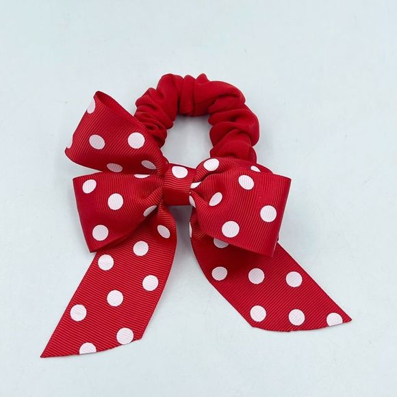 Girls Red Scrunchie Elastic Hairbands Hair Ties Charmeuse - Picture 8 of 8